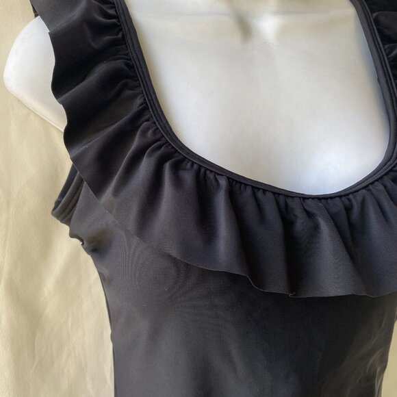 Dixperfect Ruffle One Piece Swimsuit Women Small Black Backless Tummy Control - Picture 15 of 16